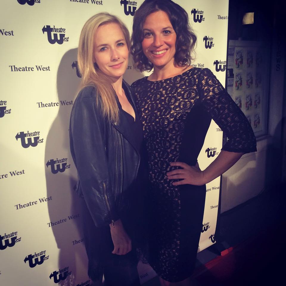 Opening Night of Jim Beaver's play VERDIGRIS at Theatre West. Pictured: Writer Deirdre Mangan and Actress Corinne Shor.