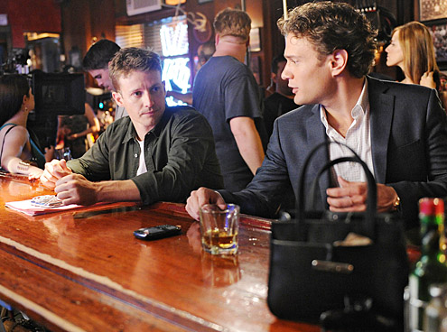 Blue Bloods set with Will Estes and Eric Morris