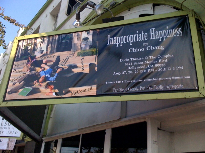 Inappropriate Happiness on the marquee. Directed by Chino Chang