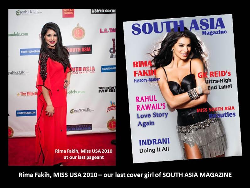 MISS USA 2010 Rima Fakih on Jinnder's red carpet at the world pageant MISS SOUTH ASIA. Also Rima Fakih is covergirl of SOUTH ASIA MAGAZINE.