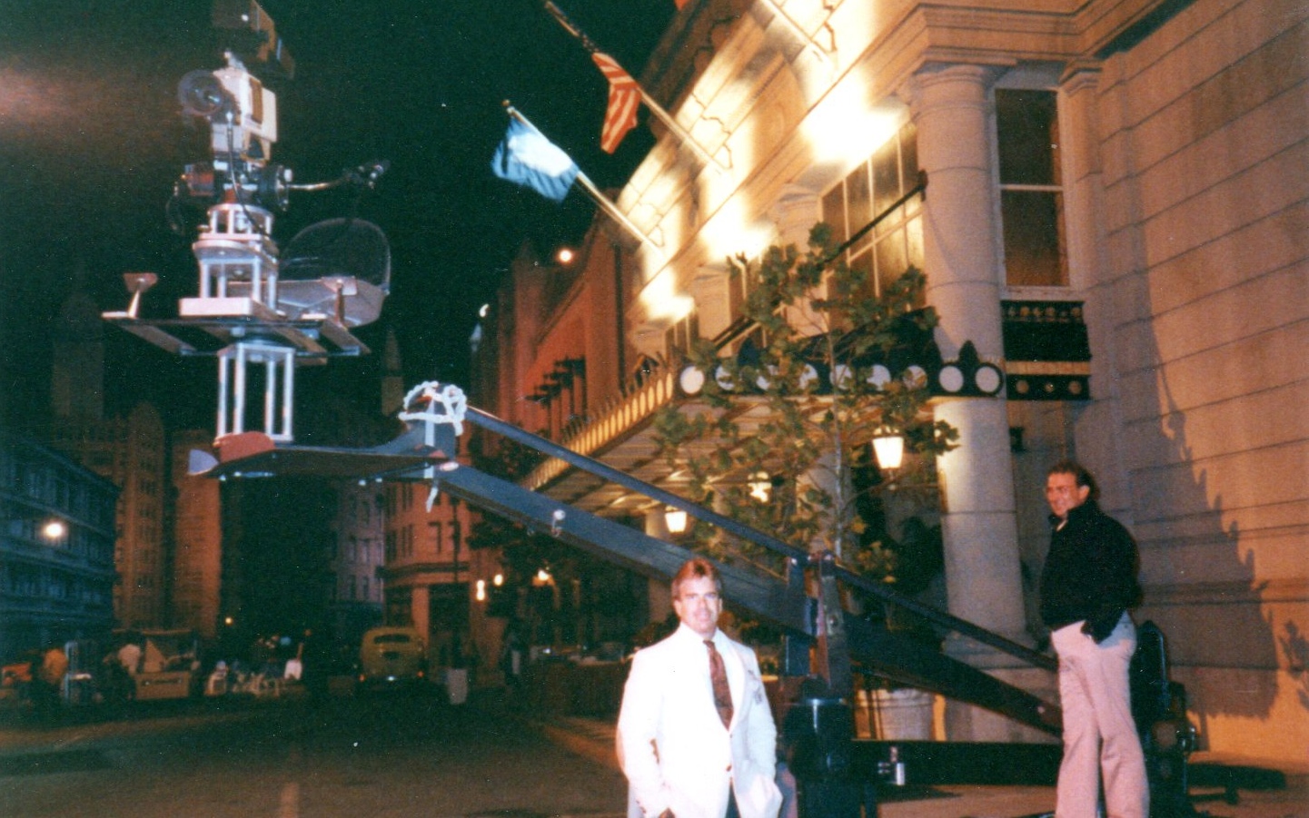 Cummings and J Atkinson on the backlot set filming