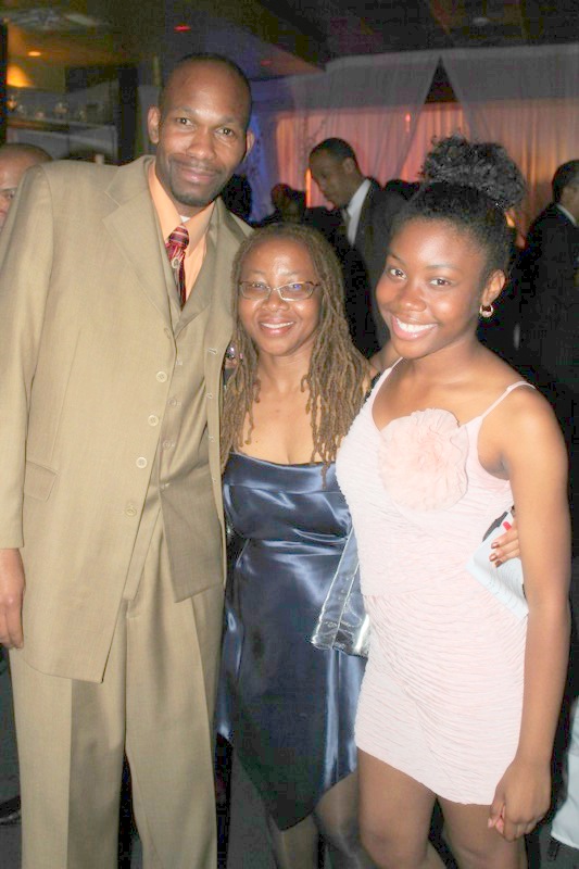 Francesca 'Chessie' Chaney & Mom with Brett A. Scudder (Pageant MC) at the Miss Tropical Paradise Beauty Pageant
