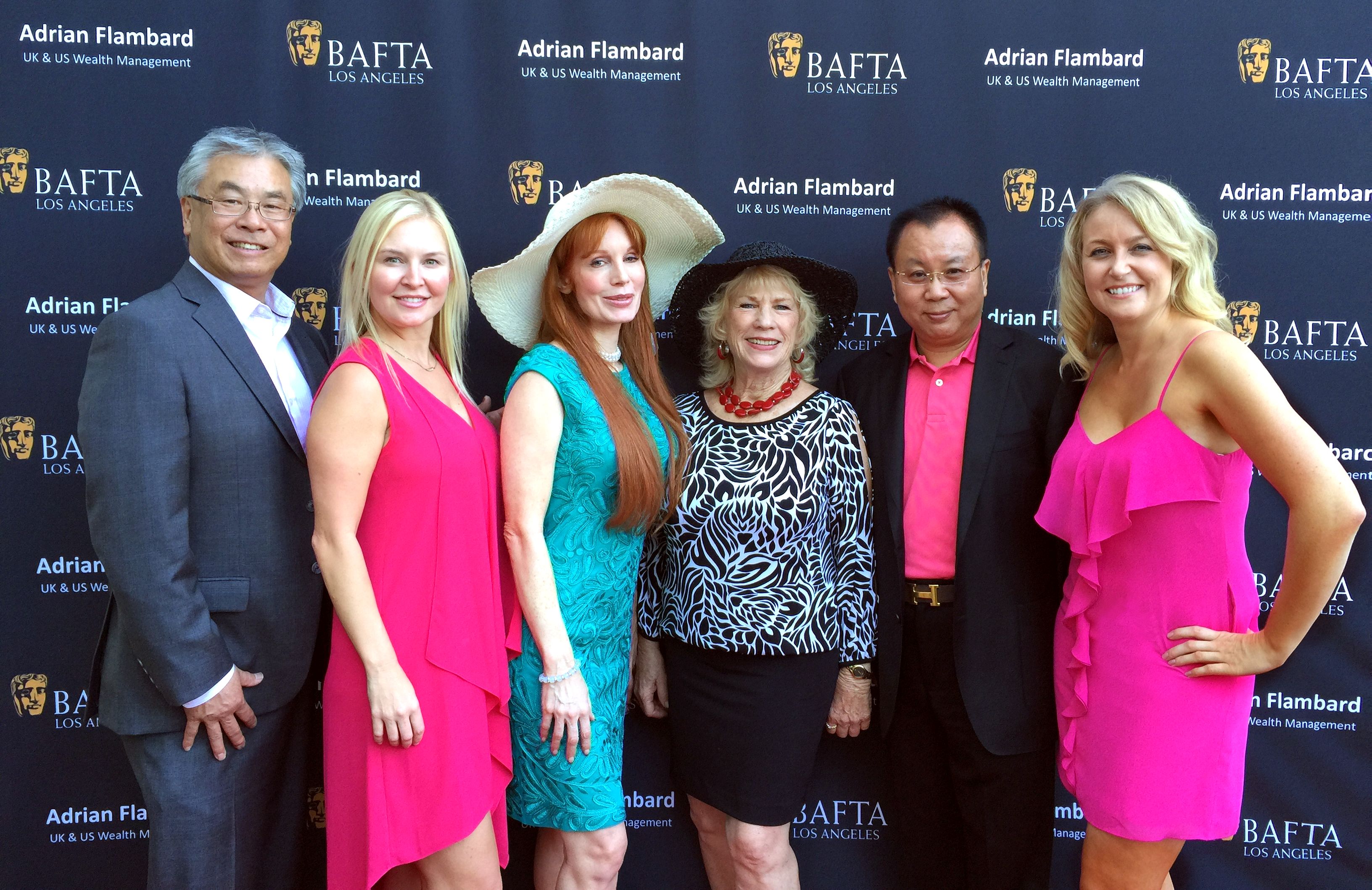 BAFTA LA Garden Party at the British Consulates residence. Janine Gateland with co Producer Rachel Ryling, China's Producer Jimmy Jiang & CEO and Film Producer Kimberley Kates at Big Screen Ent.Group