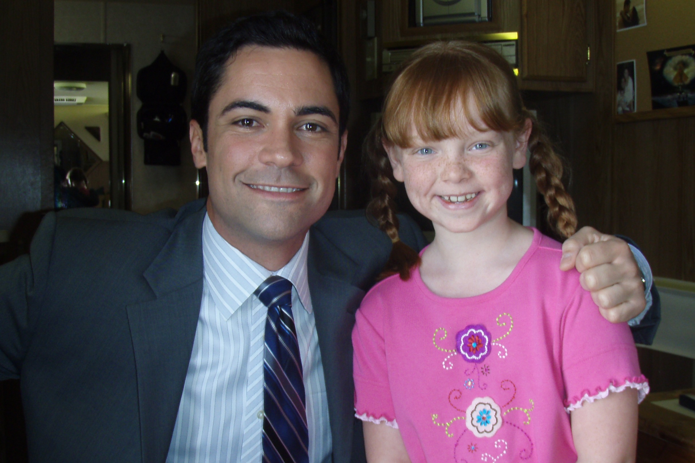 Kaleigh with Danny Pino, Detective Valens, on location in 