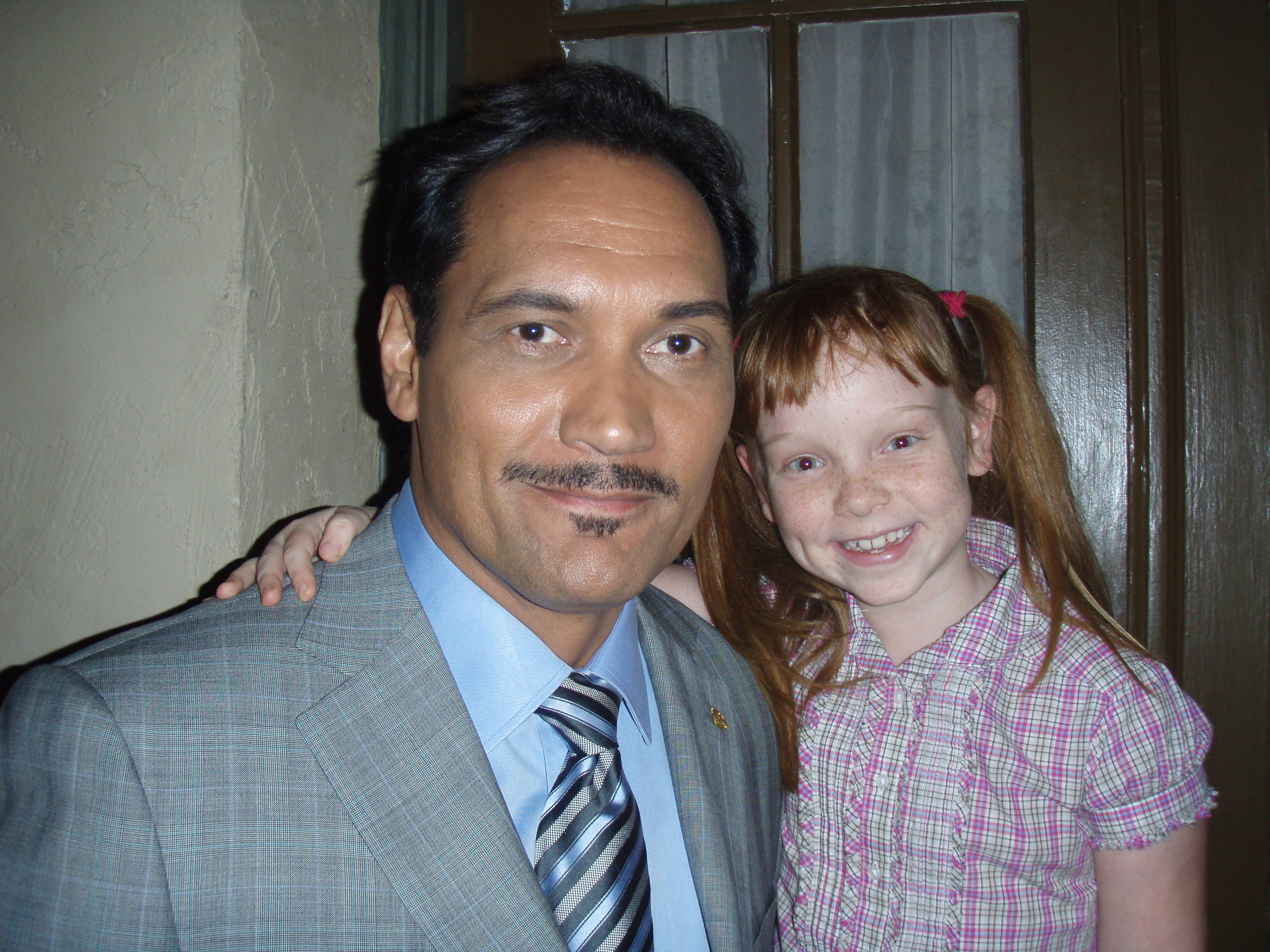 Kaleigh with Jimmy Smits on location in Dexter