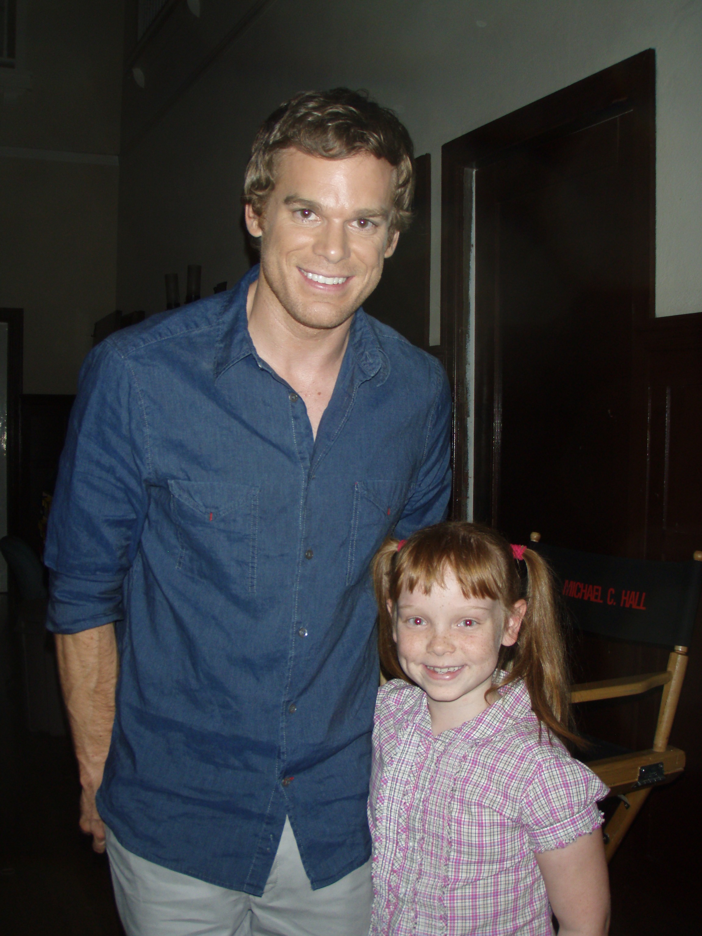 Kaleigh with Michael C. Hall on location in Dexter