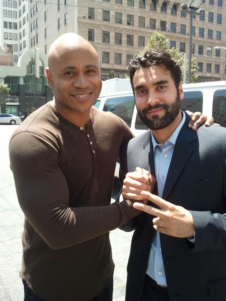 AJ Castro and LL Cool J on the set on NCIS LA