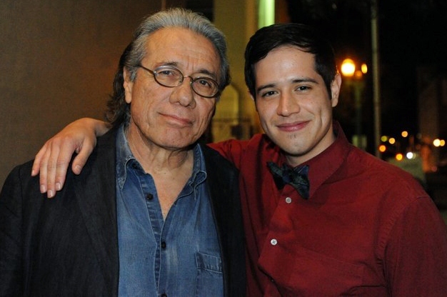 Edward James Olmos and Jorge Diaz on the set of Filly Brown