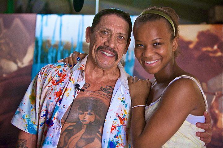 with Danny Trejo on set