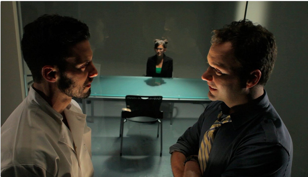Cook (Milo Ventimiglia) and Nick (Wilson Cleveland) prepare to interrogate Alina (Rachel Risen) on 'The Temp Life.'