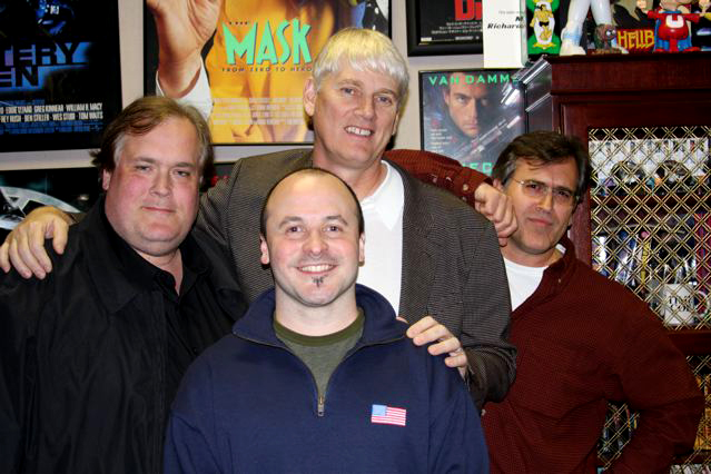 Mark Verheiden, Mike Richardson, Chris Patton and Bruce Campbell behind the scenes of My Name is Bruce.