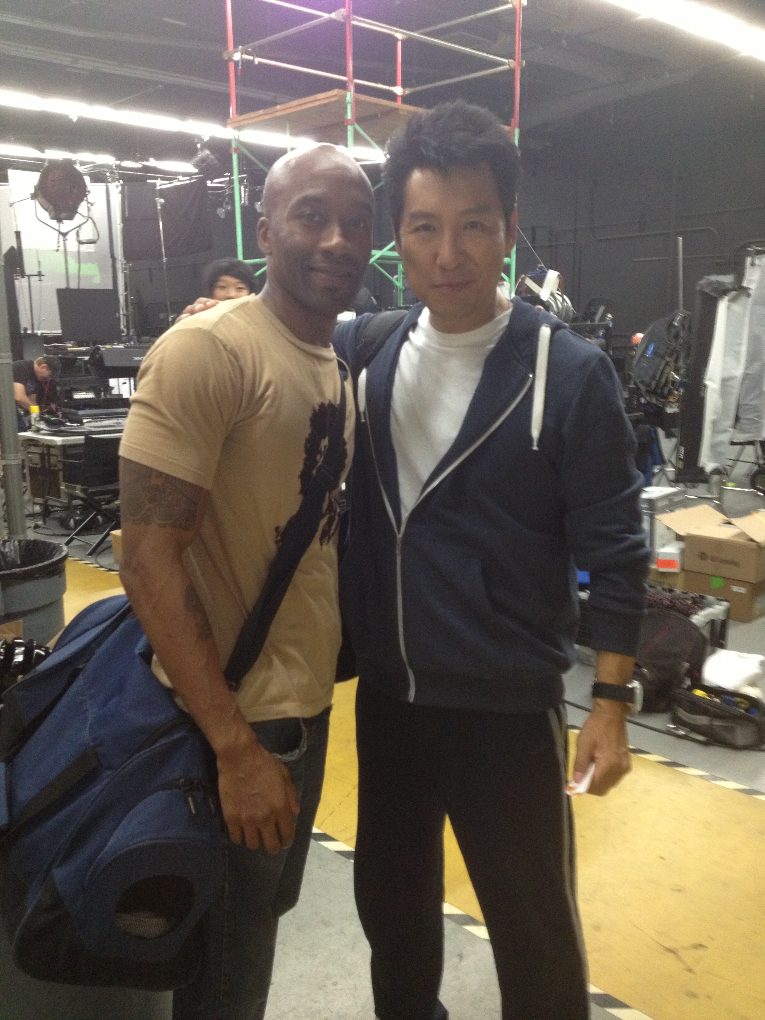 Gary Anthony Stennette with Phillip Rhee, on set of 