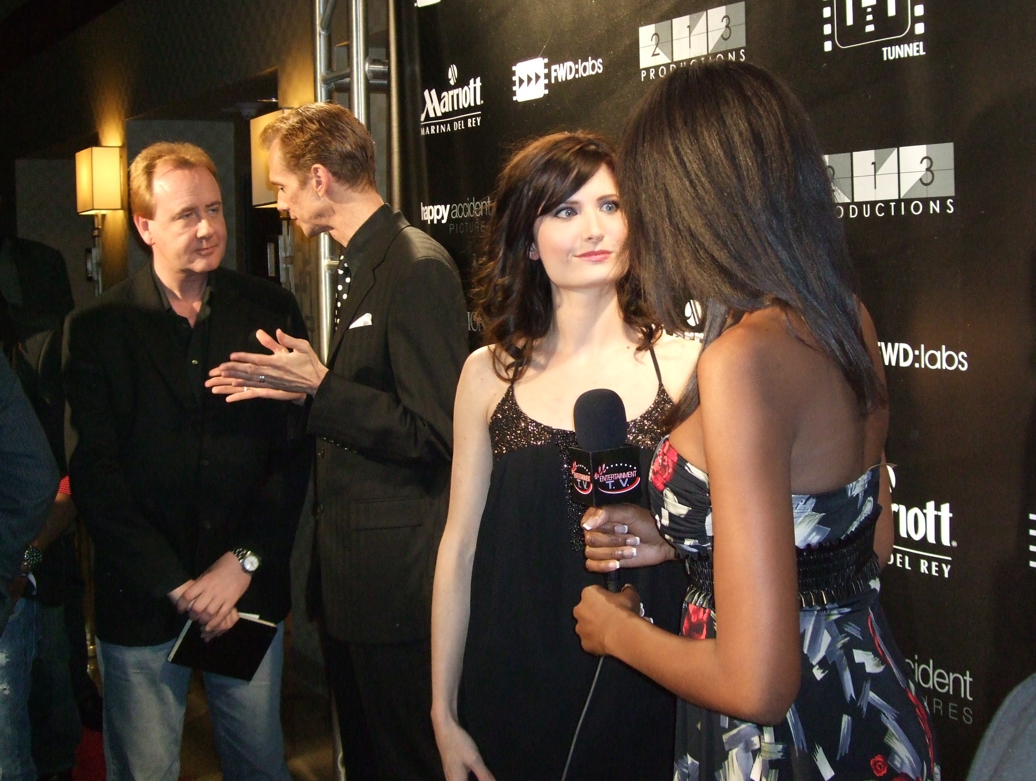 Jill Jordan being interviewed on the red carpet about her film, 