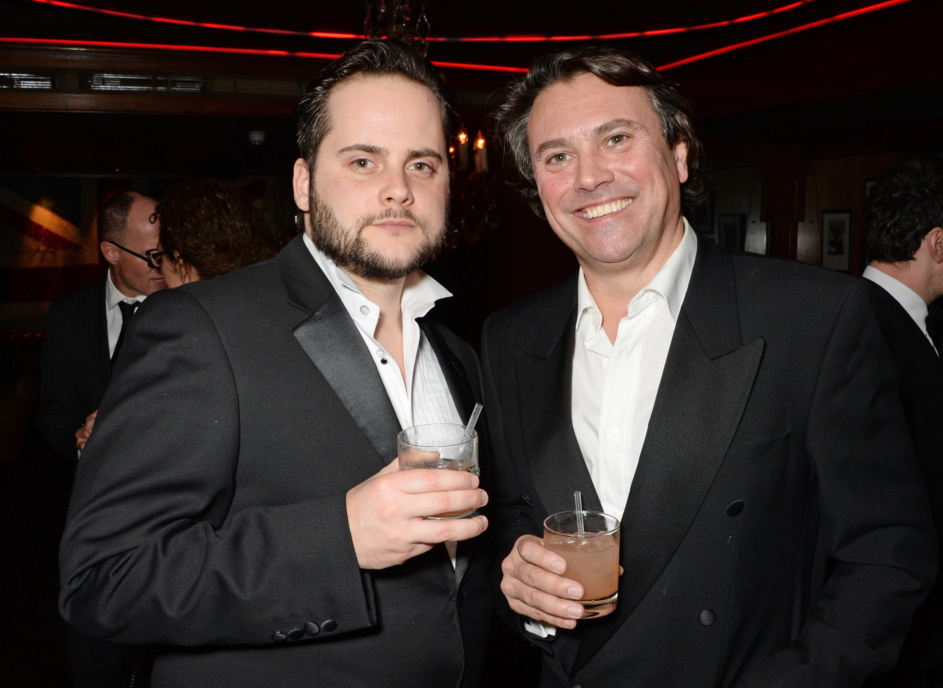 Frazer Brown and Russ Malkin at The London Critics' Circle Film Awards after party at Novikov on February 2, 2014 in London, England.