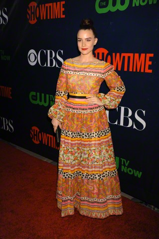 Renée Felice Smith wears a 1960's vintage dress to CBS TCA event in West Hollywood, CA.