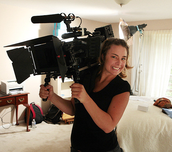 Natalie Cass holding Red Camera