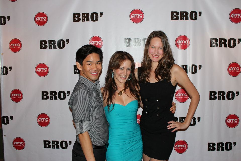 Screenwriter, Kimberly Spencer (aka Kim MacKenzie) with Costume Designer, Nicholas Hirata, and Model, Lauren Reeves at BRO' Premiere