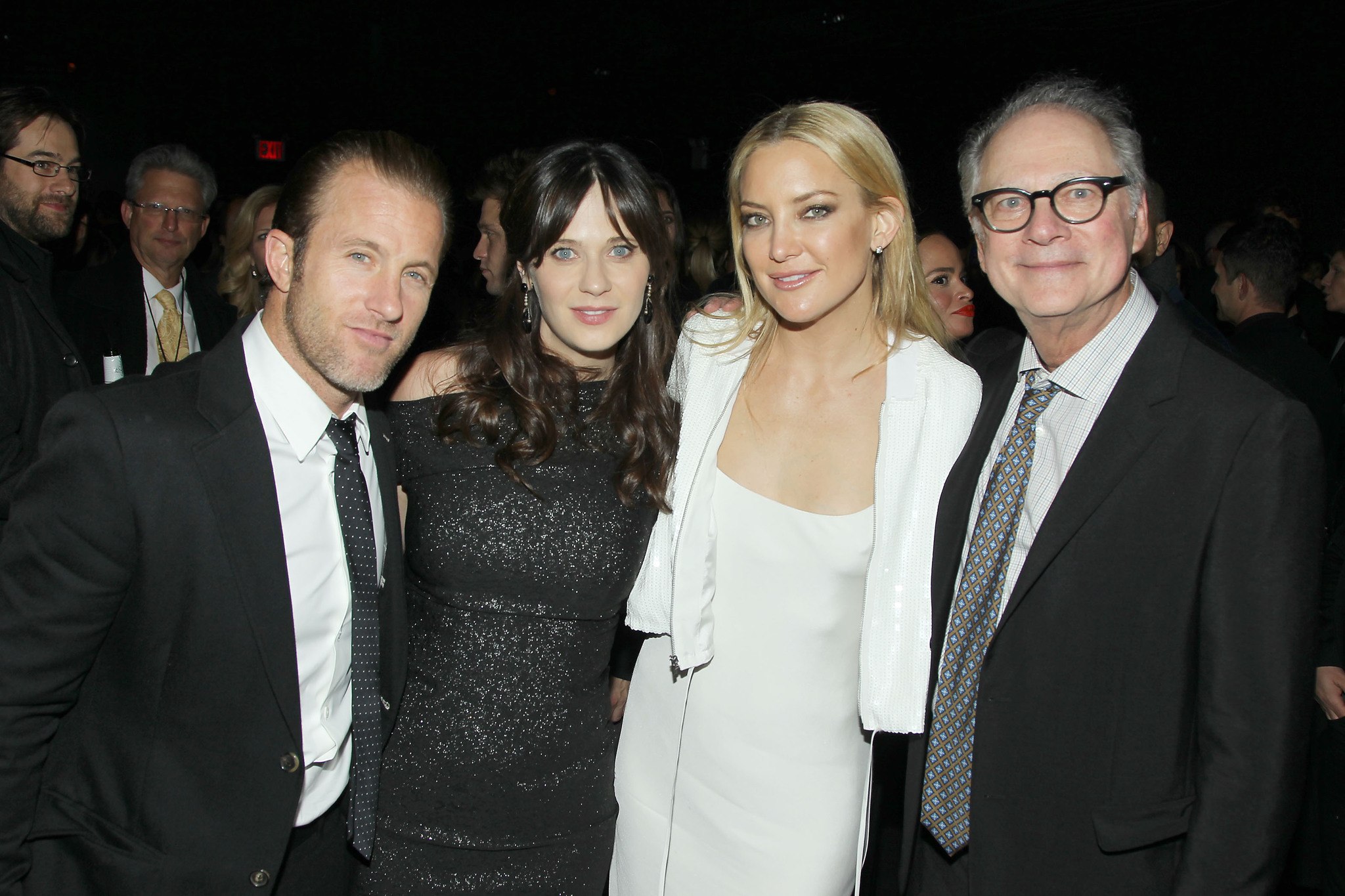 Barry Levinson, Scott Caan, Kate Hudson and Zooey Deschanel at event of Rock the Kasbah (2015)
