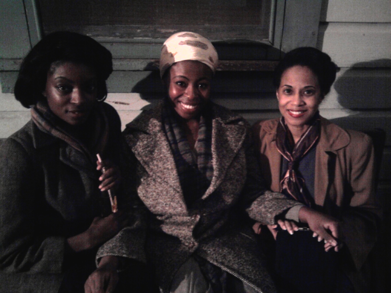 R to L: Veronica Loud (as Dinah Luke), Omoze Idehernre and LaFonda Baker (as Dorothy Banks), on the set of 