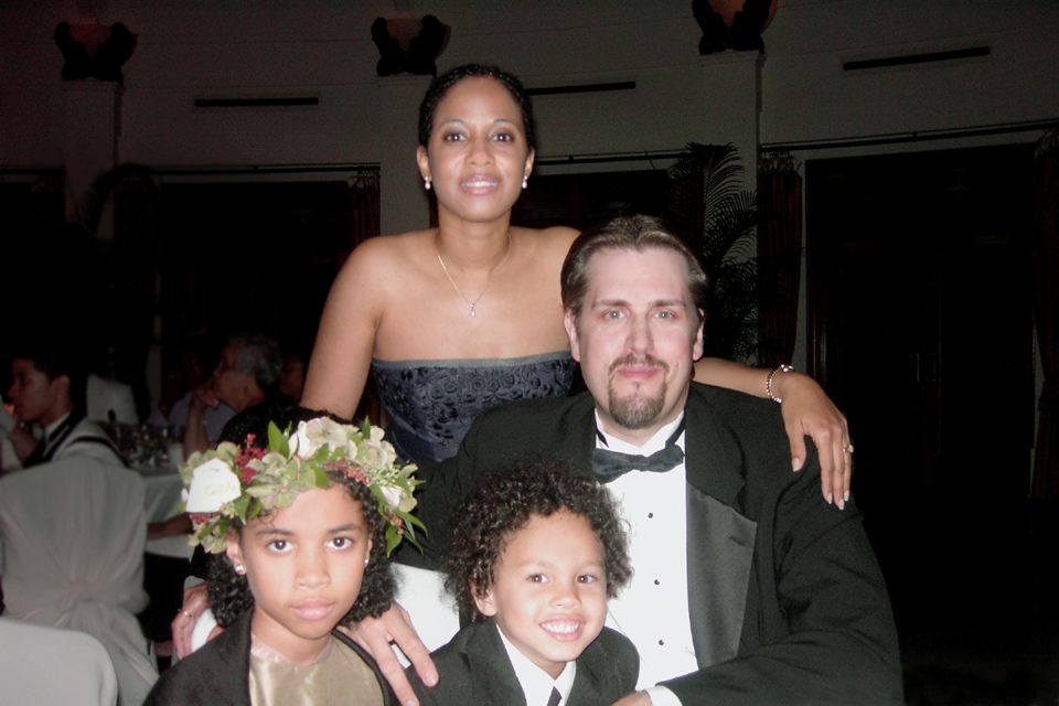 Veronica Loud with her husband, C. Andrew Nelson, and their children at the Audubon Tea Room in New Orleans, Louisiana. Photo taken one week before Hurricane Katrina.