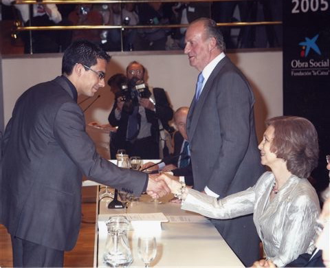 Roger Julià-Satorra with the King and Queen of Spain.