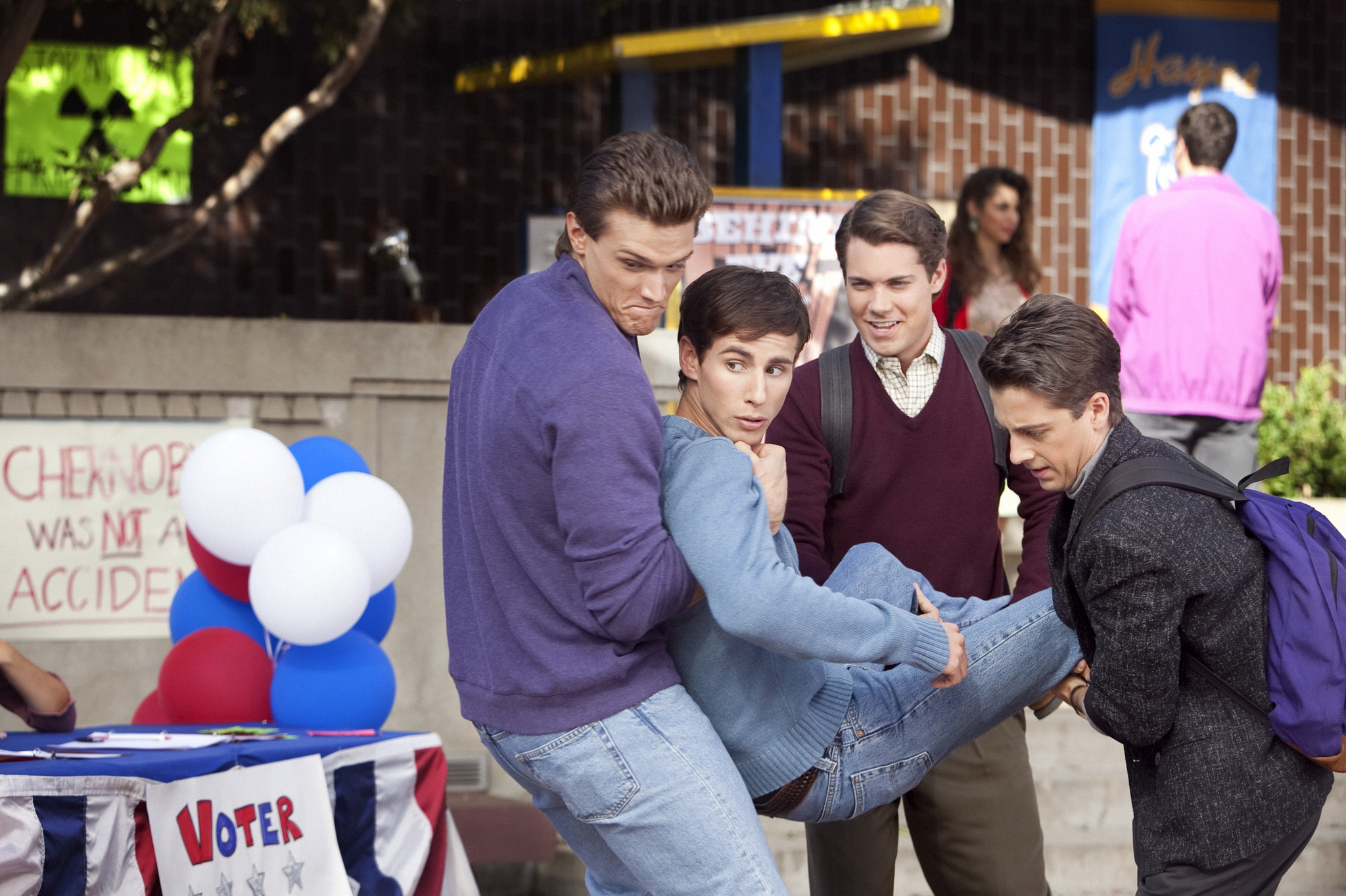 Still of Drew Seeley, Matt Bush, Kelly Blatz and Hartley Sawyer in Glory Daze (2010)