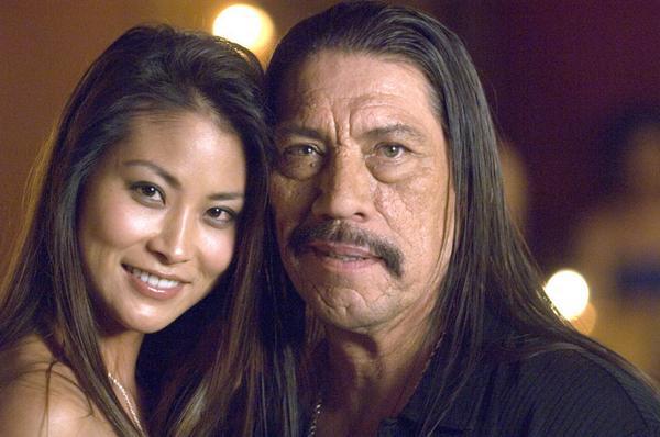 Janet Cho with Danny Trejo on set of Urban Justice (2007)