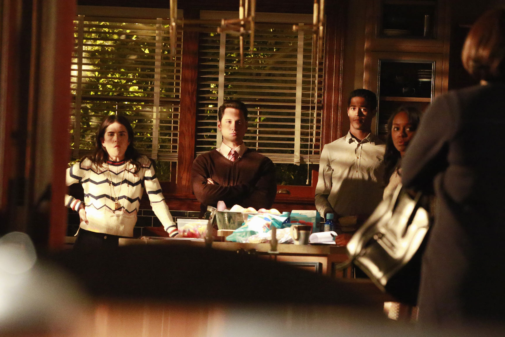 Still of Alfred Enoch, Karla Souza, Matt McGorry and Aja Naomi King in How to Get Away with Murder (2014)