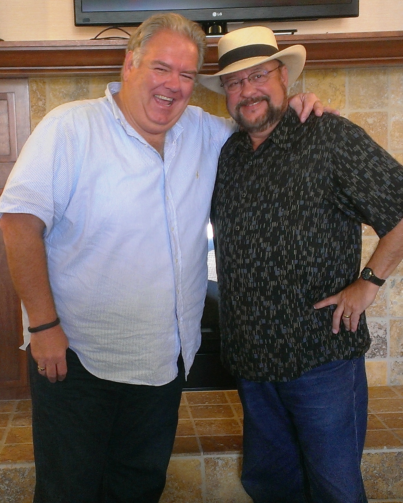 Jim O'Heir (Parks and Recreation) and Director, Robert Alaniz during the filming of 