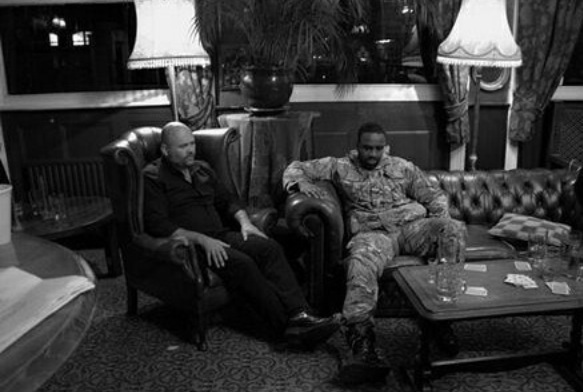 Still of Colin burt Vidler and Charles Venn on set of AWOL..