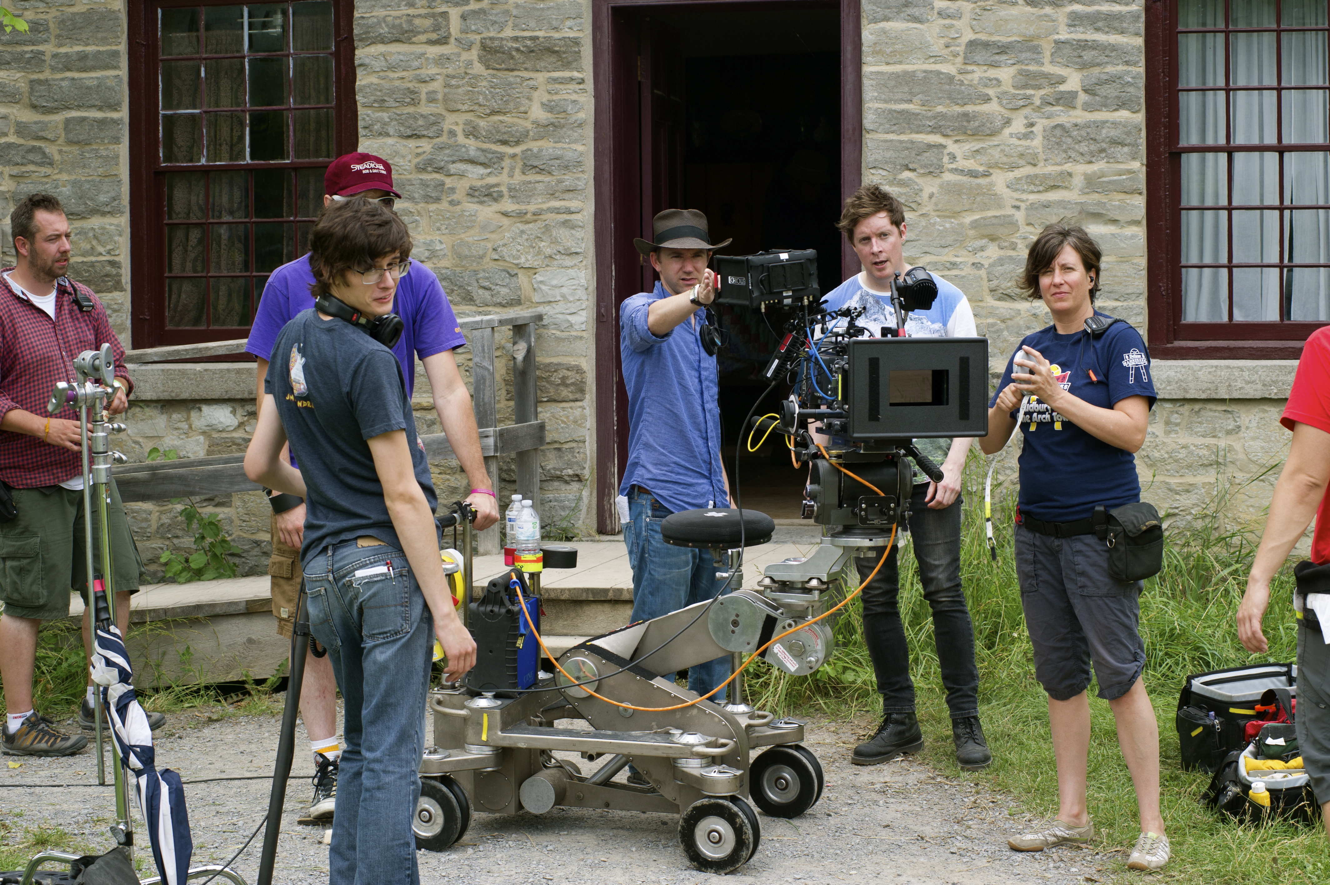 Set discussion with director Kyle Portbury and camera op James Ransom.