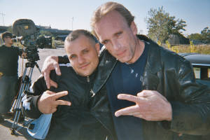 Danny Doherty ,Peter Greene on set