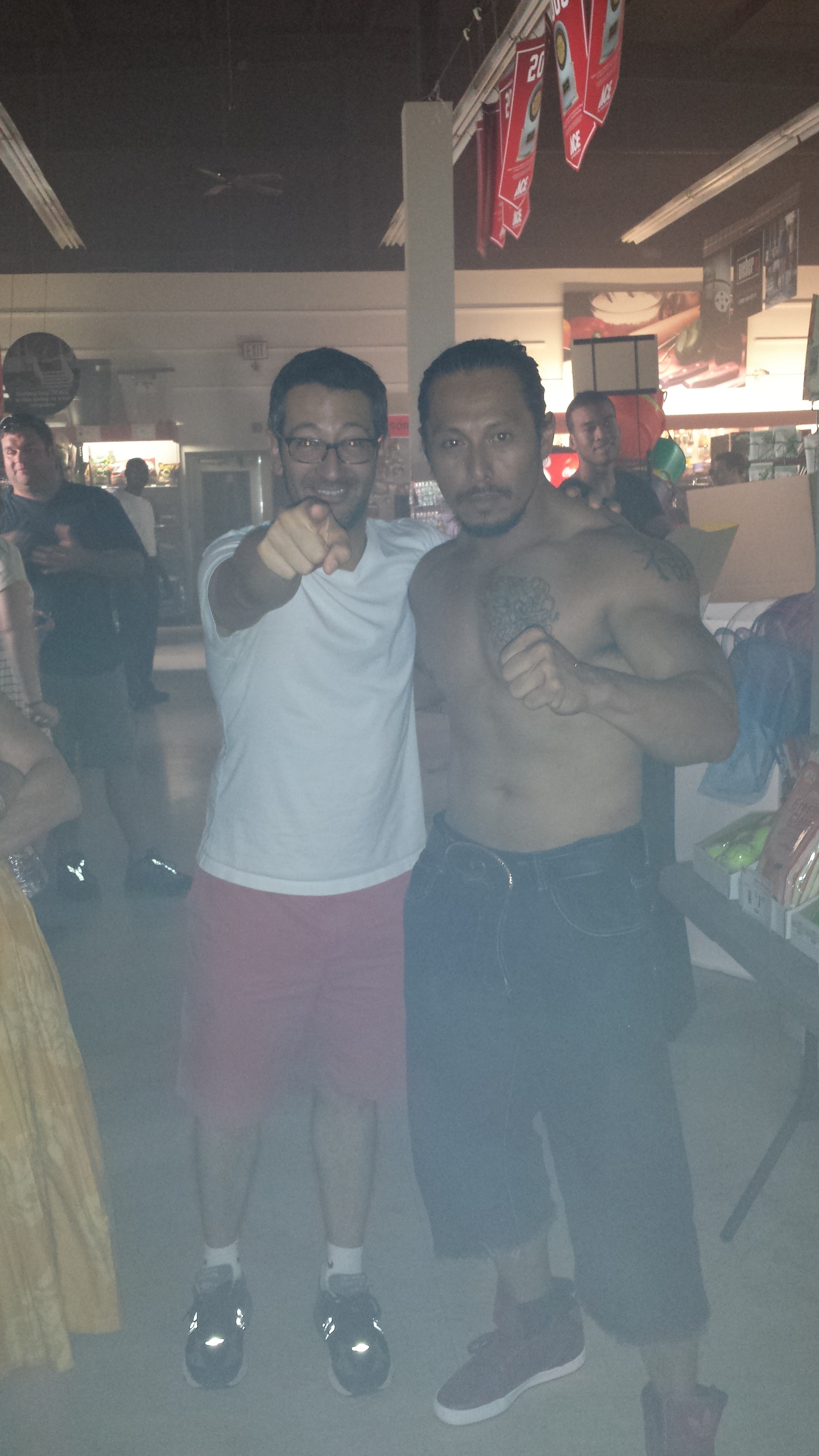 Sam Medina with Luke Greenfield on set of Let's Be Cops