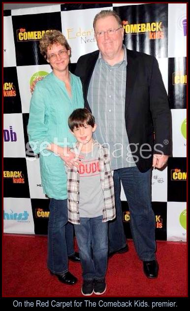 Thomas F. Evans on the Red Carpet for pilot screening of The Comeback Kids, with his wife Deanna and their son Connor.