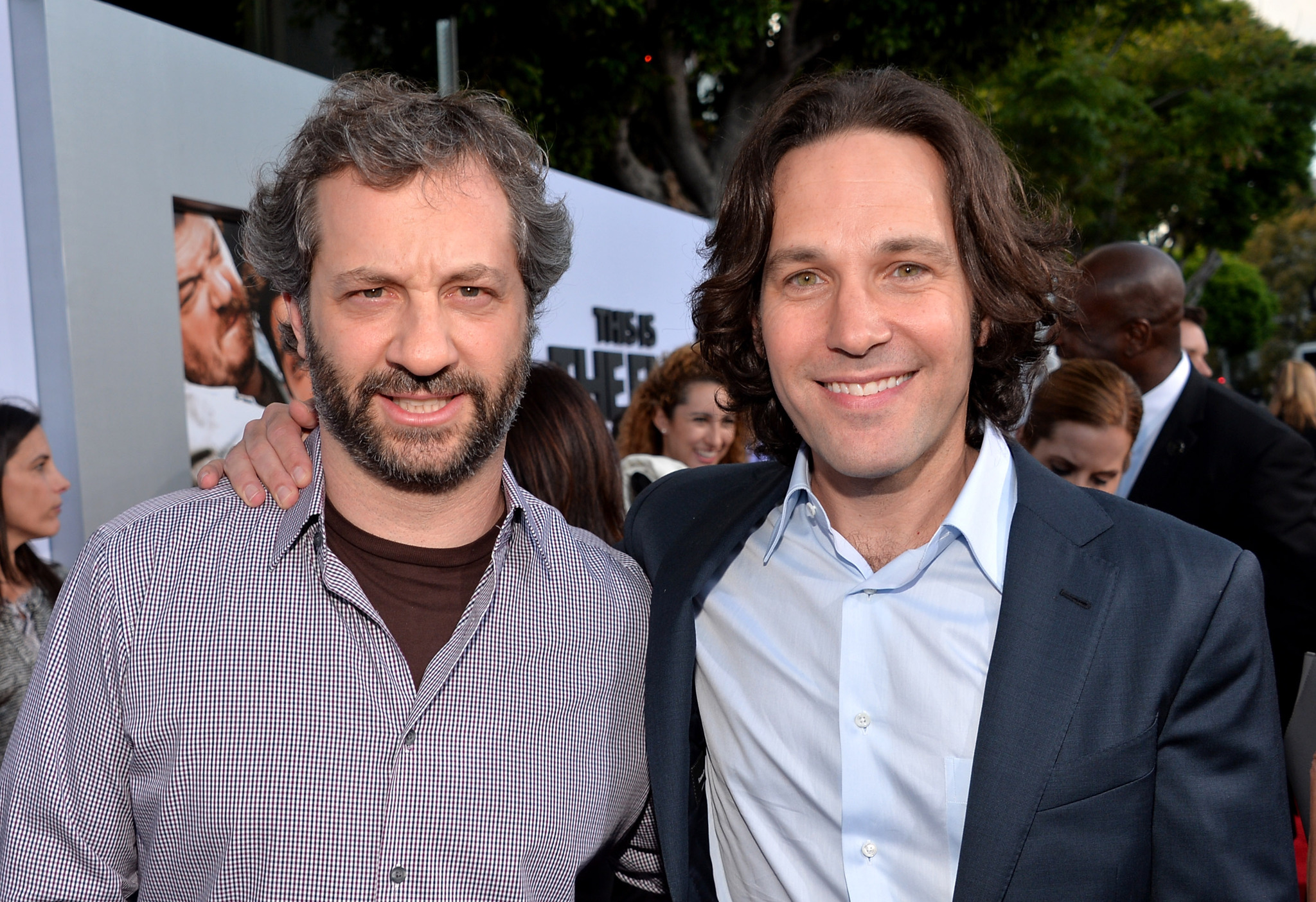 Judd Apatow and Paul Rudd at event of Dabar jau tikrai sikna (2013)