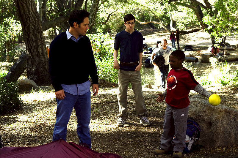 Still of Paul Rudd, Bobb'e J. Thompson and Christopher Mintz-Plasse in Vyriskas auklejimas (2008)