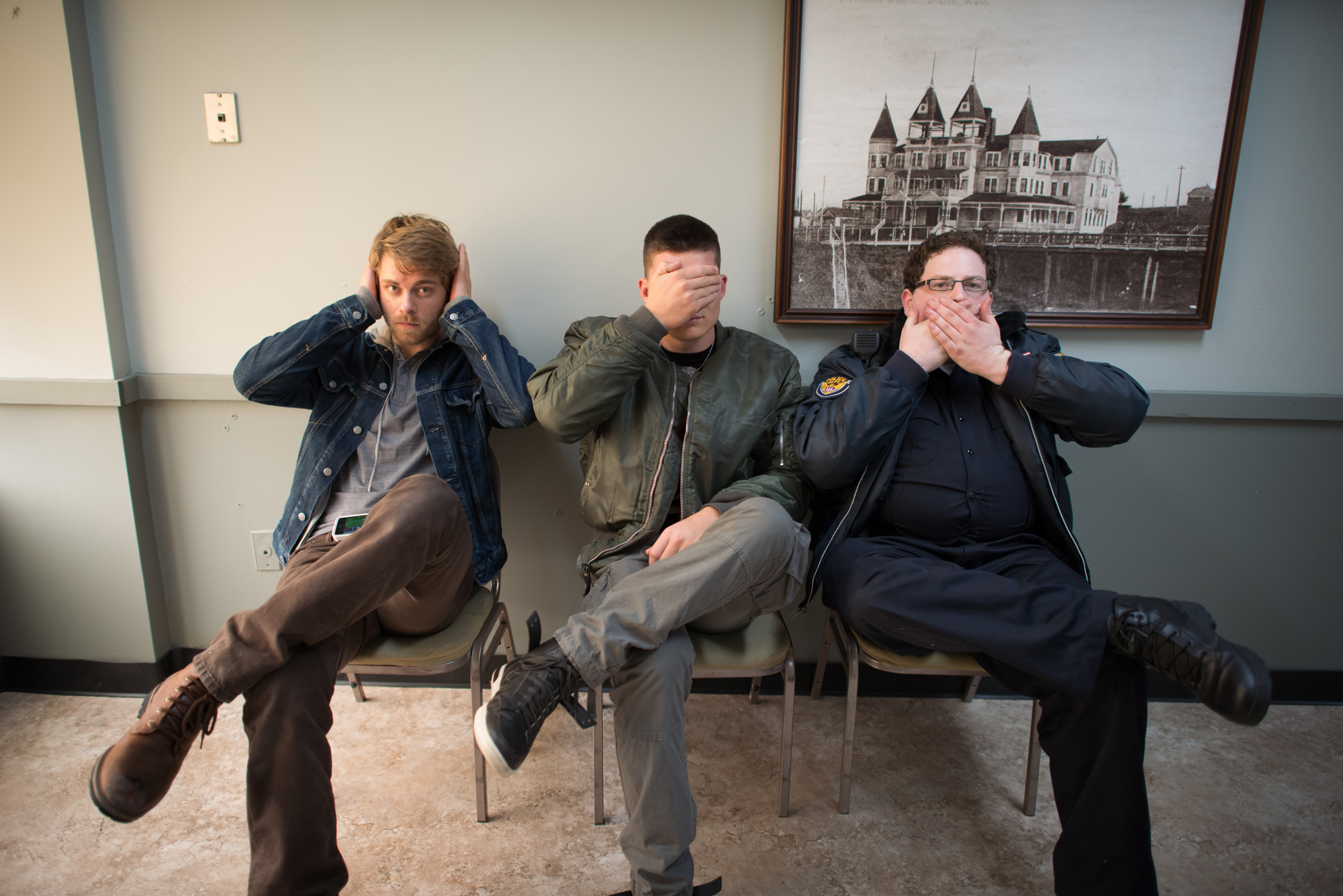 From left to right: Luke Mitchell, Zane Holtz, and Brandon Hardesty on the set of 