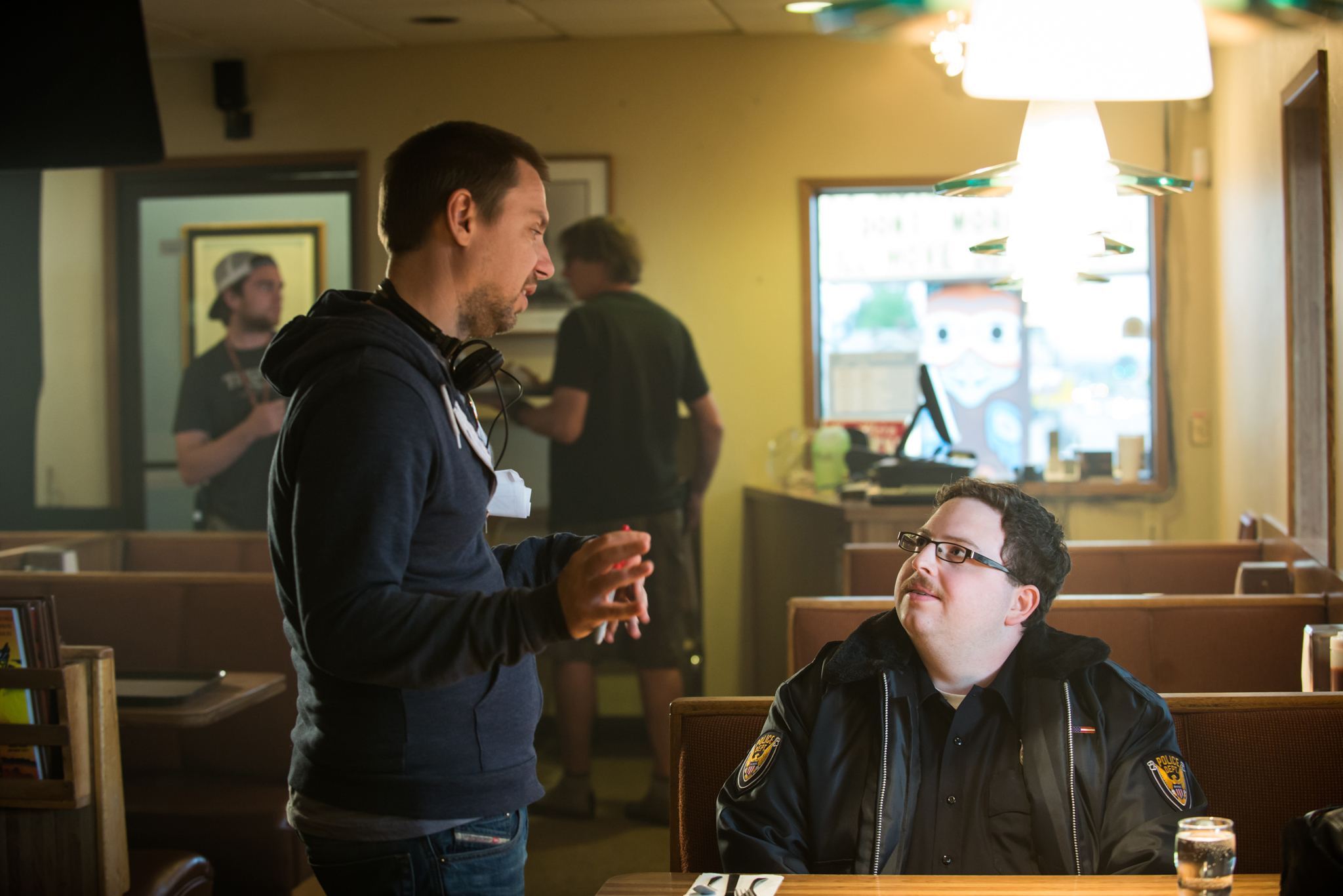 Brandon Hardesty with director Jay Martin on the set of 