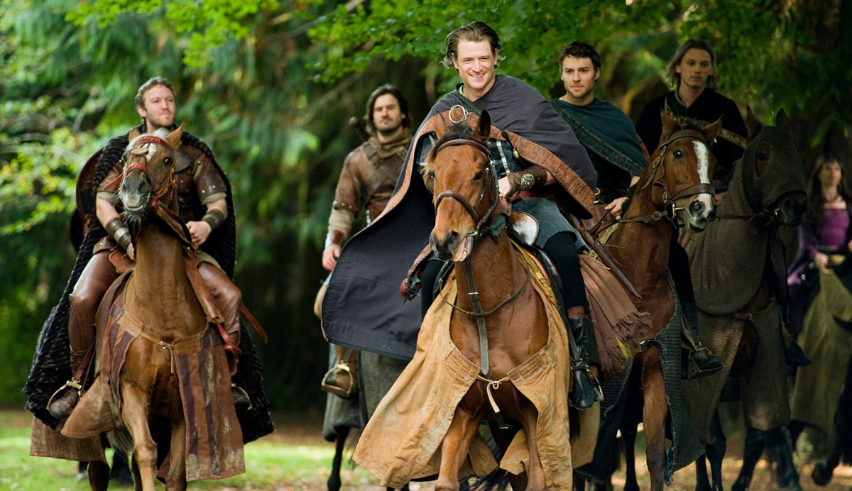 Still of Diarmaid Murtagh, Clive Standen, Philip Winchester, Peter Mooney and Jamie Campbell Bower in Camelot (2011)