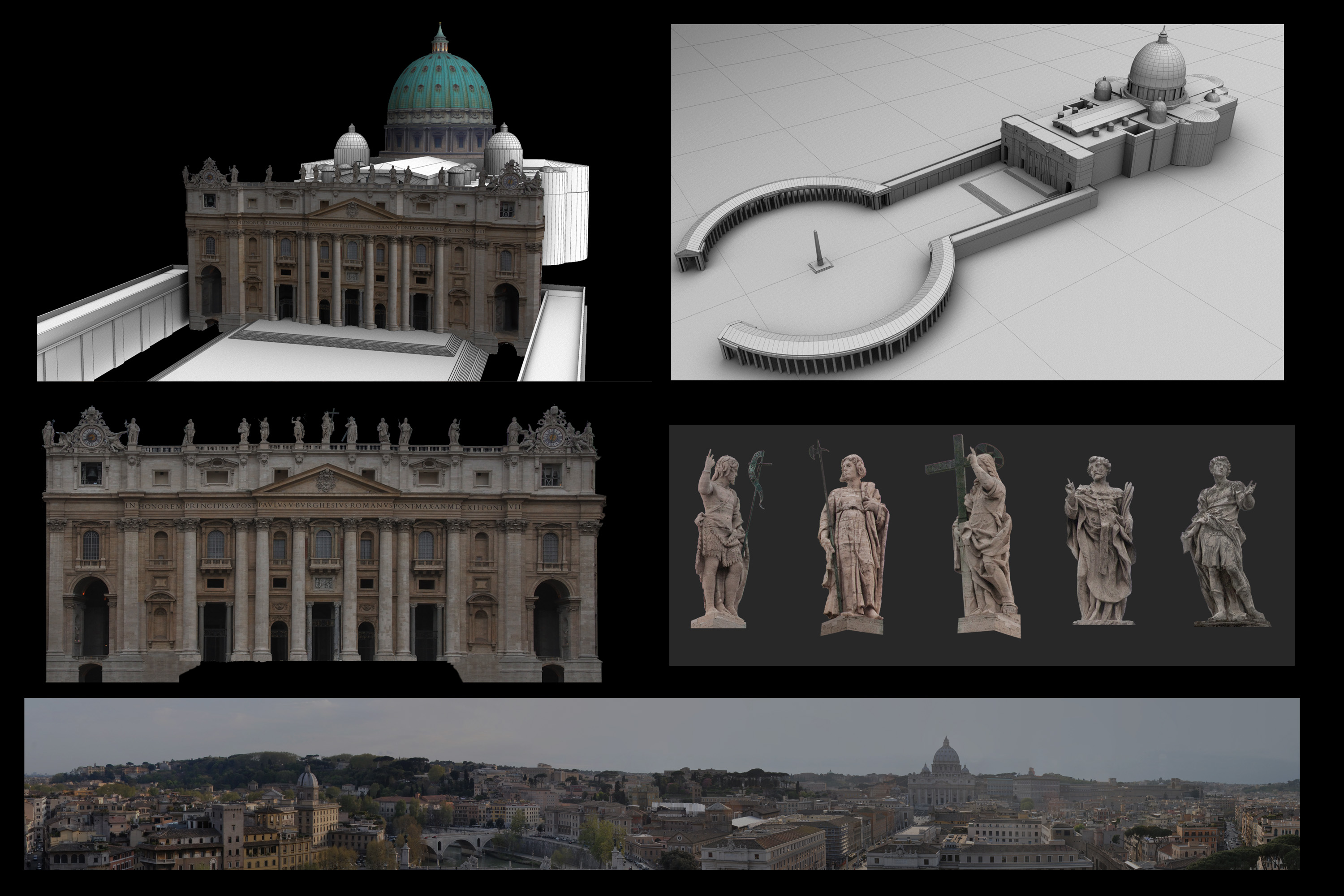 Rome panorama and St. Peters Basilica. Matte-painting, 3D modeling, texturing, 3D environments by Edward Grad