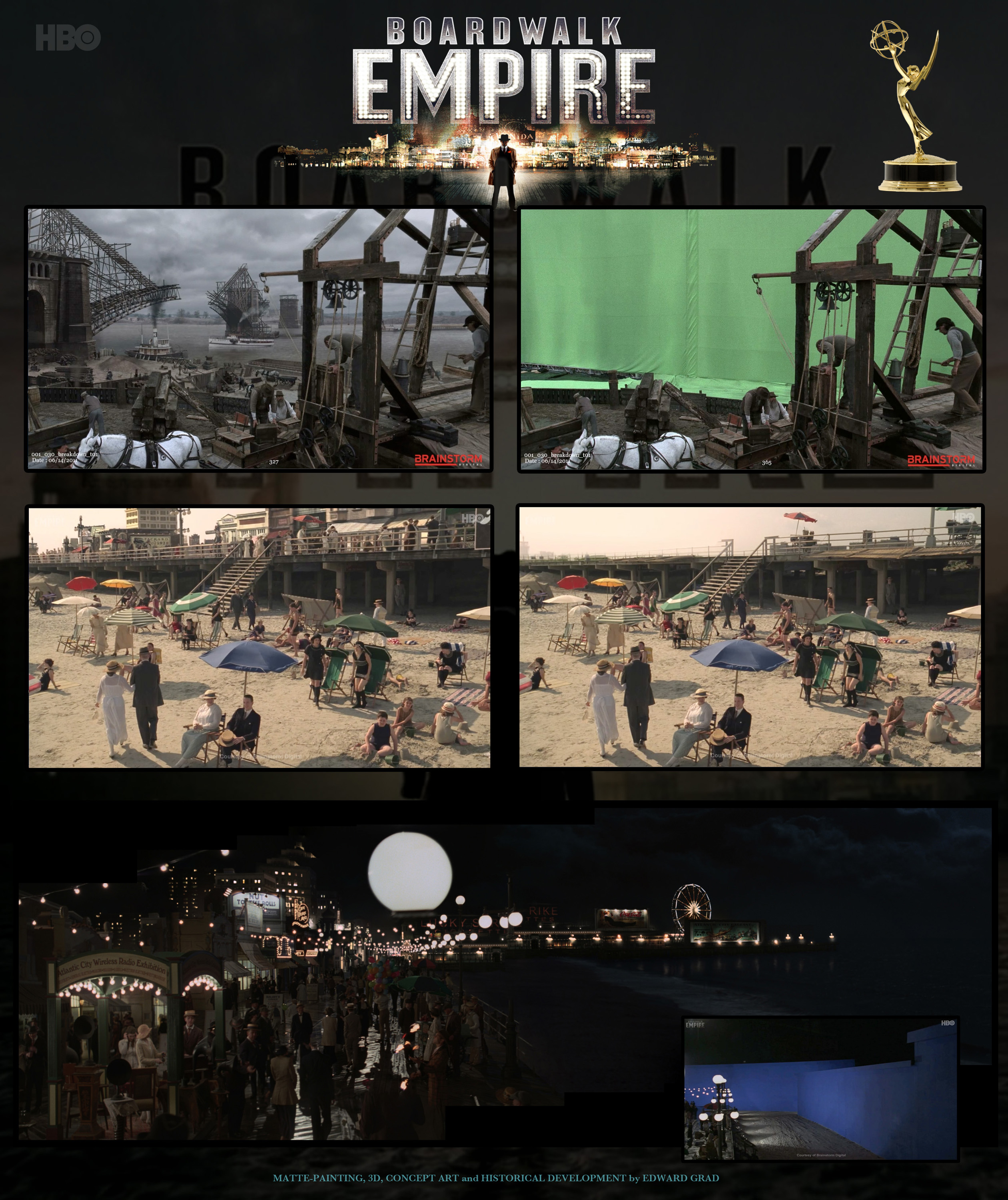 Boardwalk Empire. Digital matte-painting, 2.5D projections and concept design.
