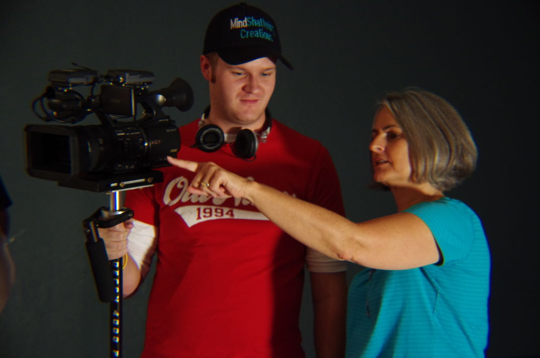 Writer & Director Diane M. Dresback working with Director of Photography Keith Carlson for the film Vx2