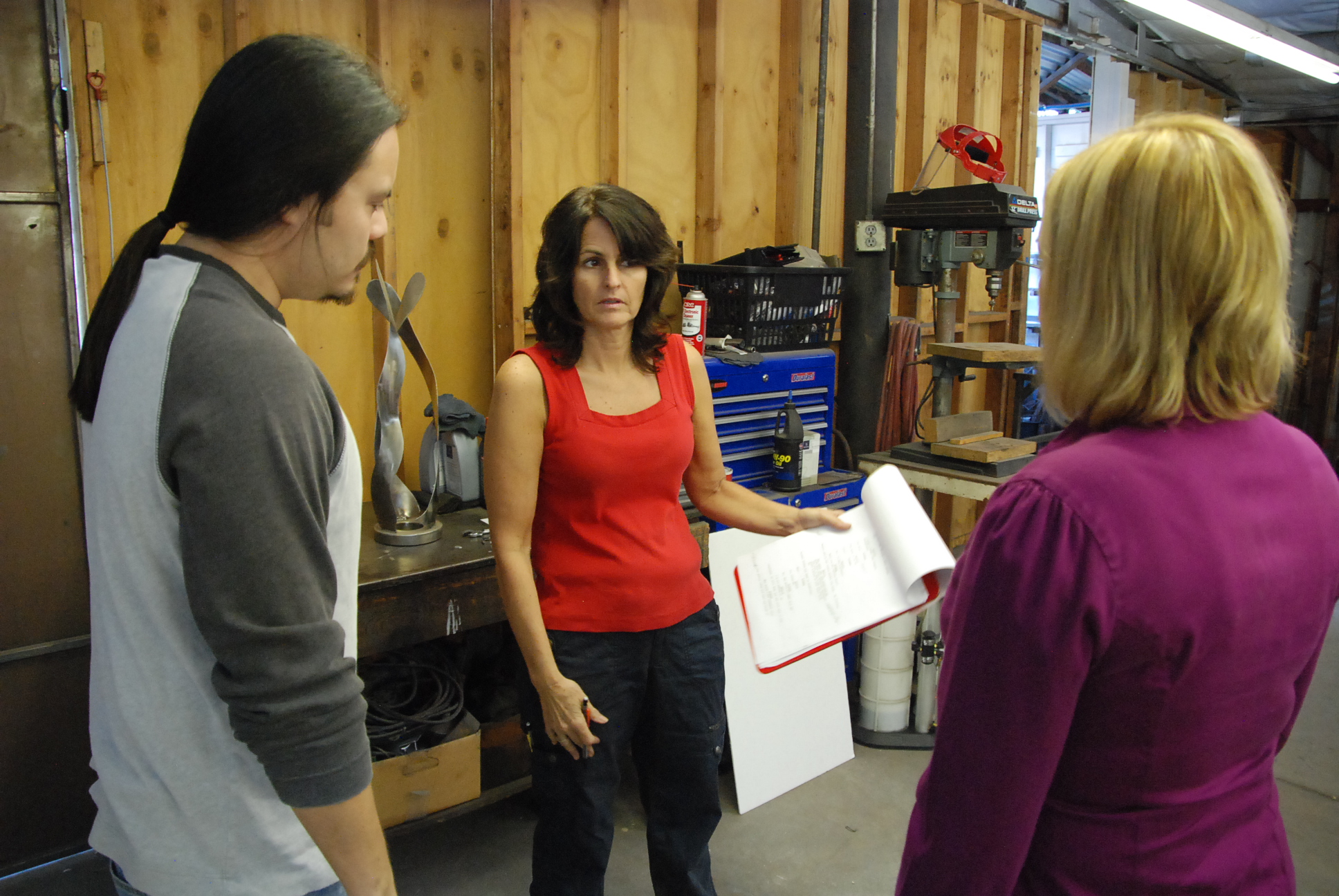 On set of SPARK - Diane M. Dresback- writer and director with Actors Kane Black and Nathalie Cadieux (2012)