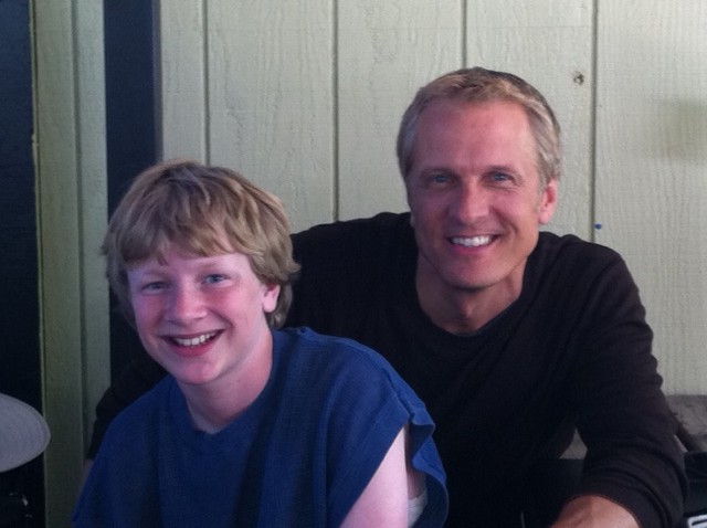 Joseph with Patrick Fabian on the set of Tales of Everyday Magic.