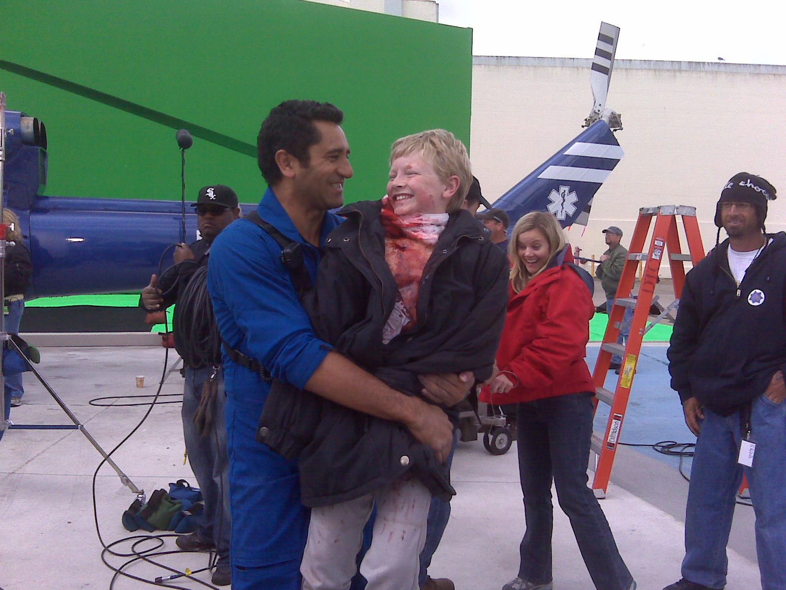 Joseph & Cliff Curtis on the NBC Trauma set.