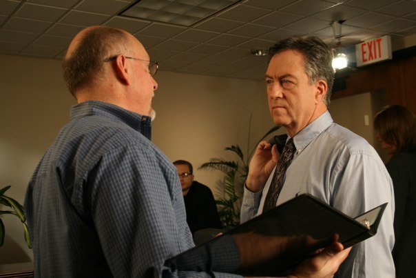 With Director CJ Powers during filming of Family Law.