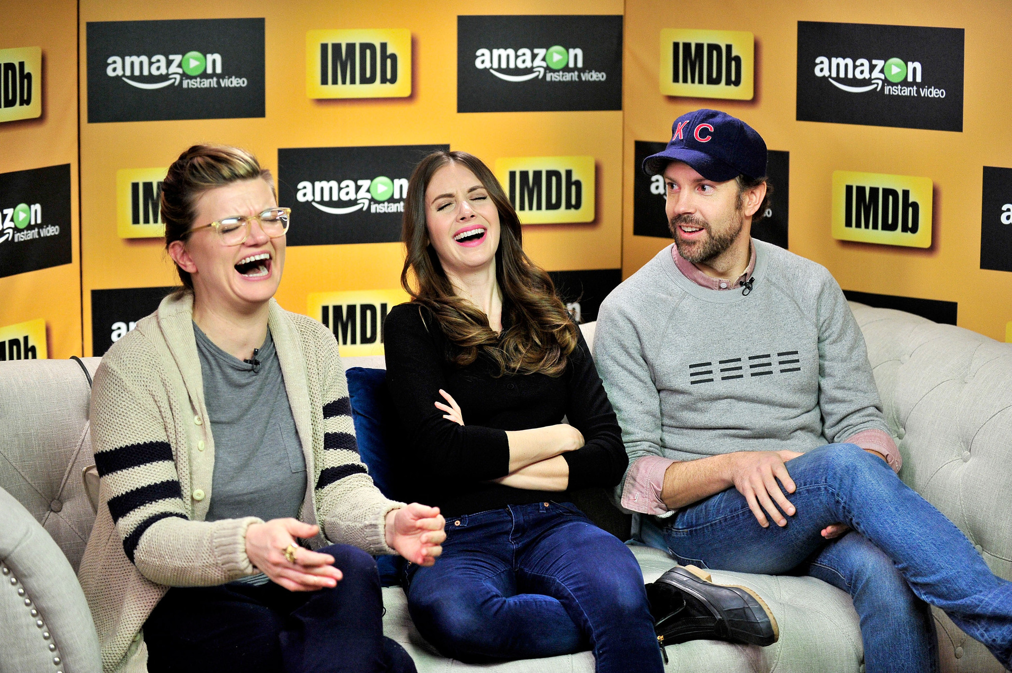 Jason Sudeikis, Alison Brie and Leslye Headland at event of IMDb & AIV Studio at Sundance (2015)