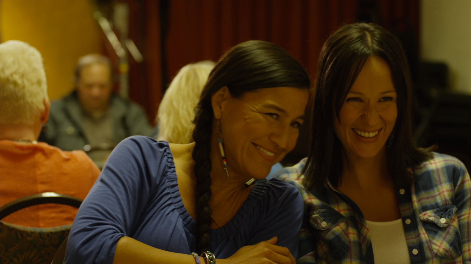 Still of Kimberly Guerrero and Stacey Thunder in The Jingle Dress (2014)