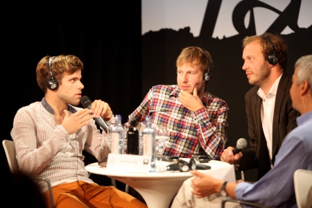 Hilmar Gudjonsson, Hafsteinn Gunnar Sigurdsson and Sveinn Olafur Gunnarsson at a press interview for San Sebastian Film festival.