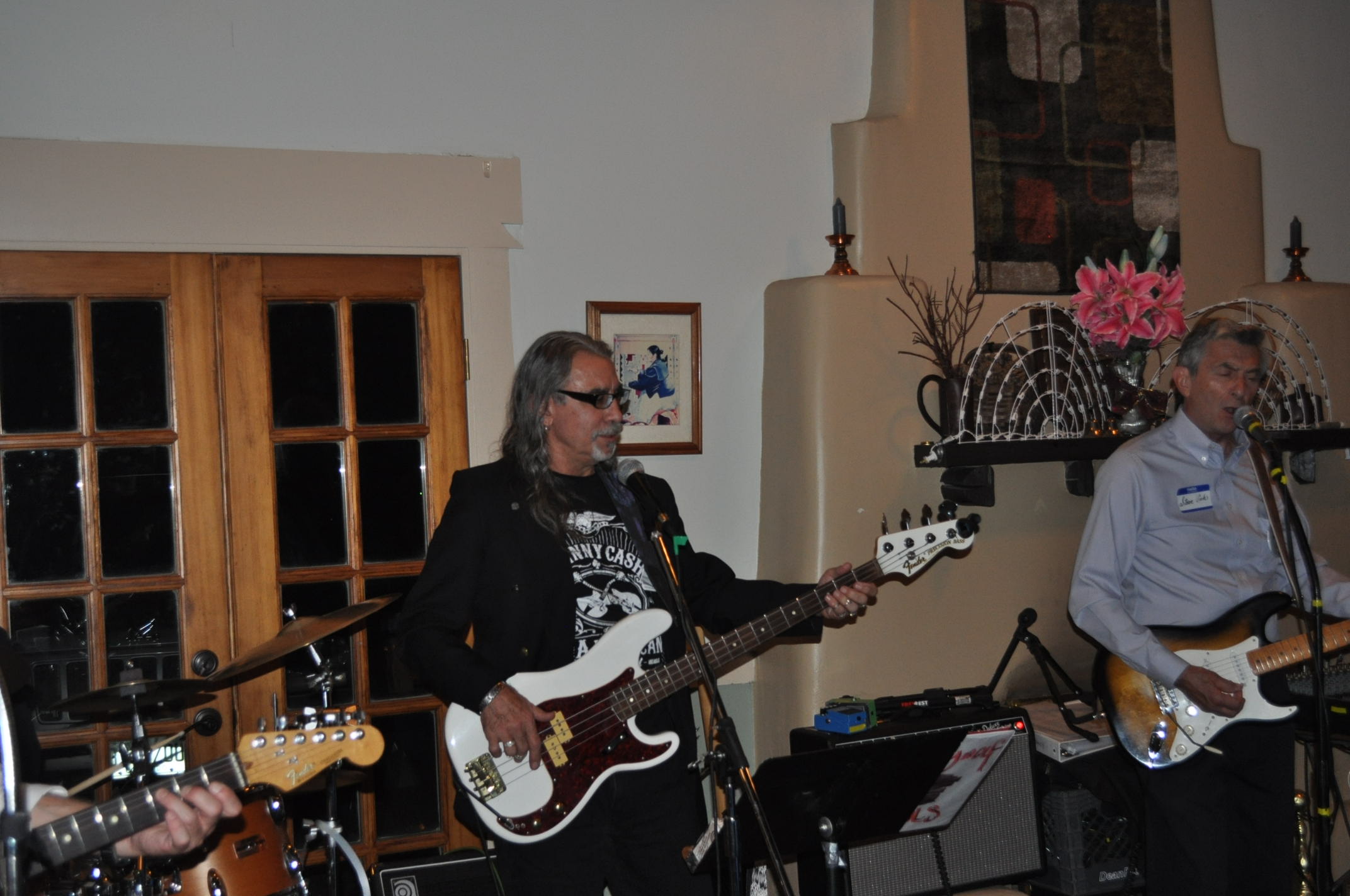 Me playing my 'P' bass.. with Steve Cook on mic at his 50th high school reunion